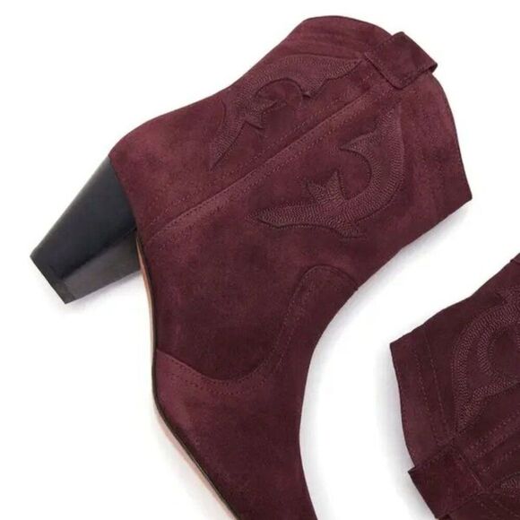 BA&SH Casey Boots Suede Western Cowboy size 38 in Purple Red - SOLD OUT color - Picture 3 of 11